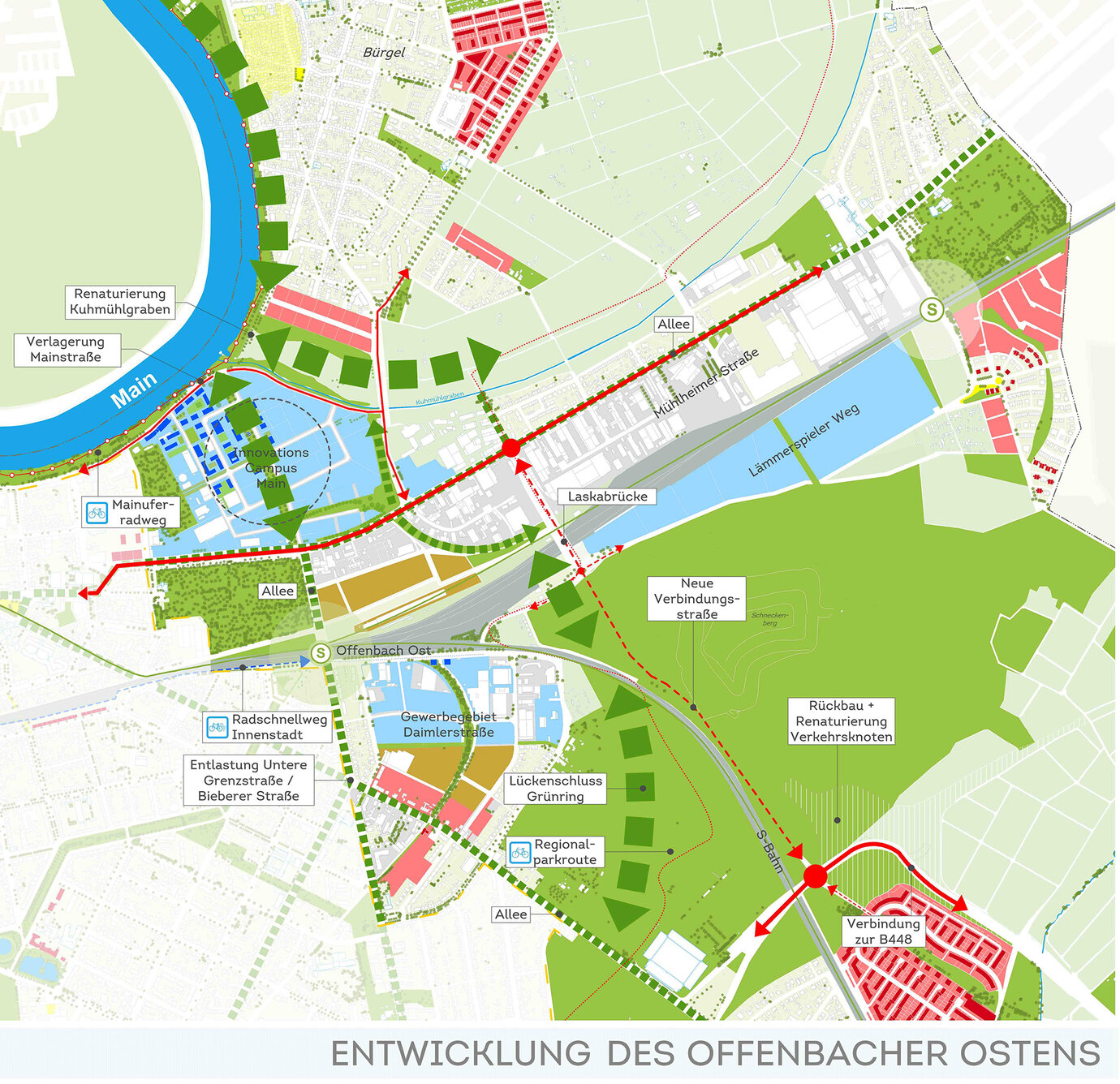 Masterplan Offenbach 2030: Ausschnitt Entwicklungsbereich Ost