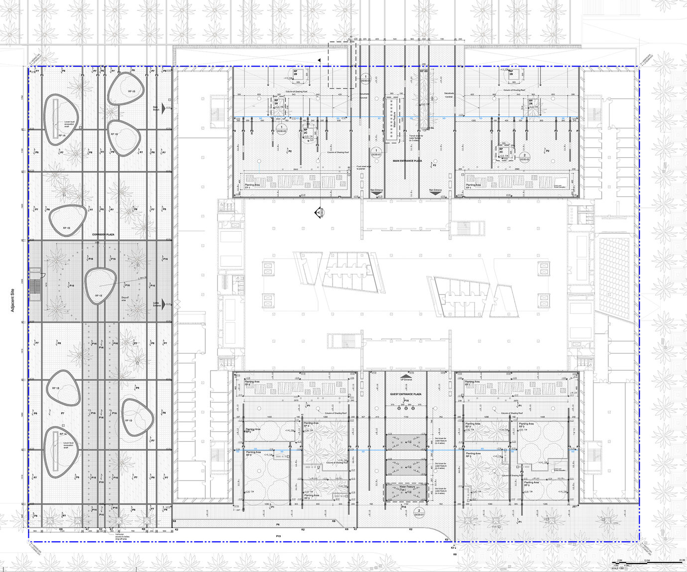 Planausschnitt Lageplan (Hardscape Plan)