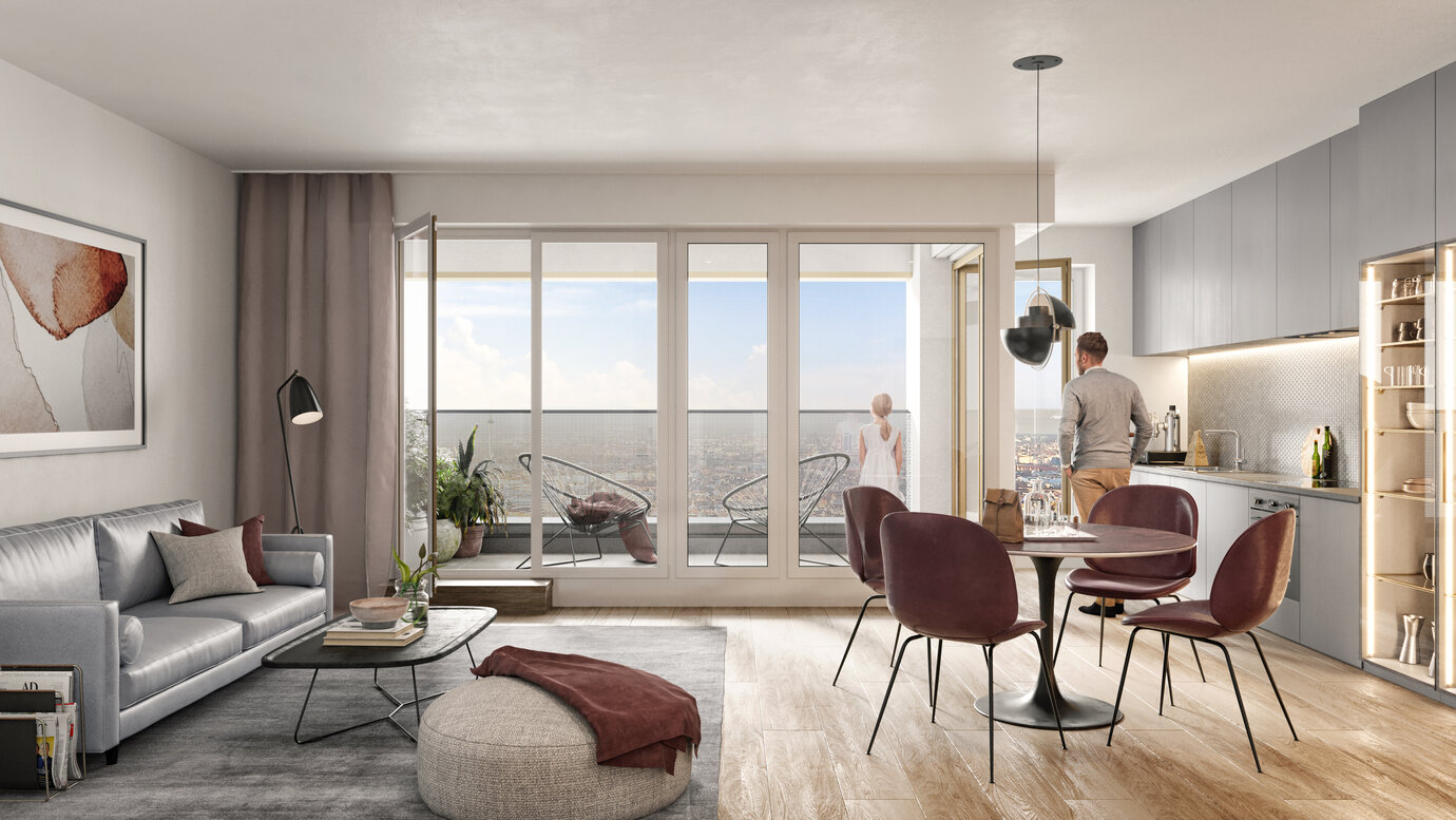 Loggia, Balkon oder Terrasse: Jede der 113 Wohnungen hat einen eigenen Freibereich.